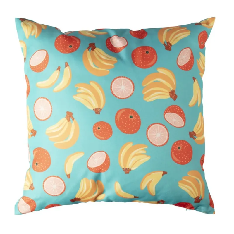 Xenos Kussens-Kussen banaan & manderijn - blauw/geel - 45x45 cm