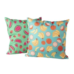 Xenos Kussens-Kussen banaan & manderijn - blauw/geel - 45x45 cm