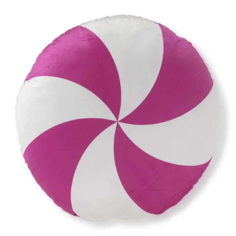 Xenos Kussens-Kussen candy cane - roze/wit - ø40 cm