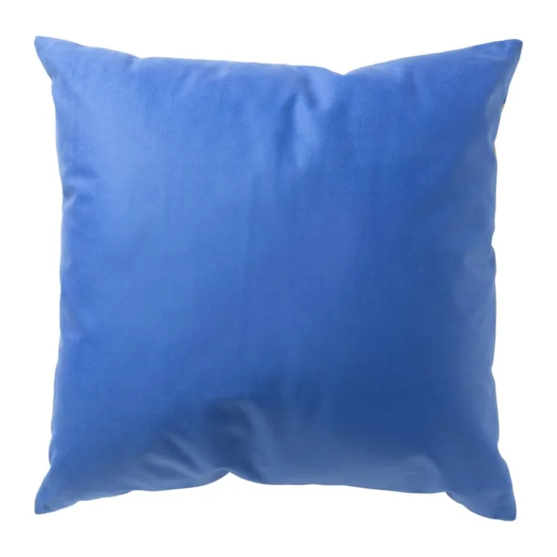 Xenos Kussens-Kussen geblokt - geel/blauw - 45x45 cm