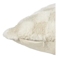 Xenos Kussens-Kussen geblokt teddy - beige - 45x45 cm