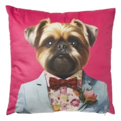 Xenos Kussens-Kussen hond - multikleur - 45x45 cm