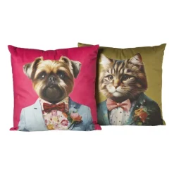 Xenos Kussens-Kussen hond - multikleur - 45x45 cm