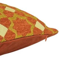 Xenos Kussens-Kussen jacquard bloemen - oranje - 45x45 cm