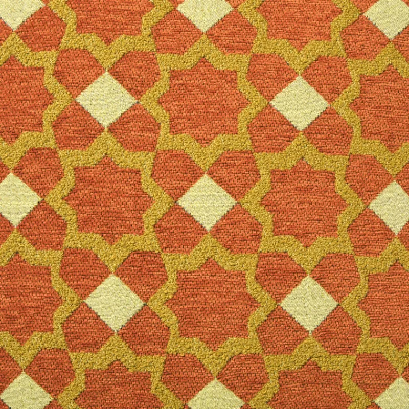 Xenos Kussens-Kussen jacquard bloemen - oranje - 45x45 cm