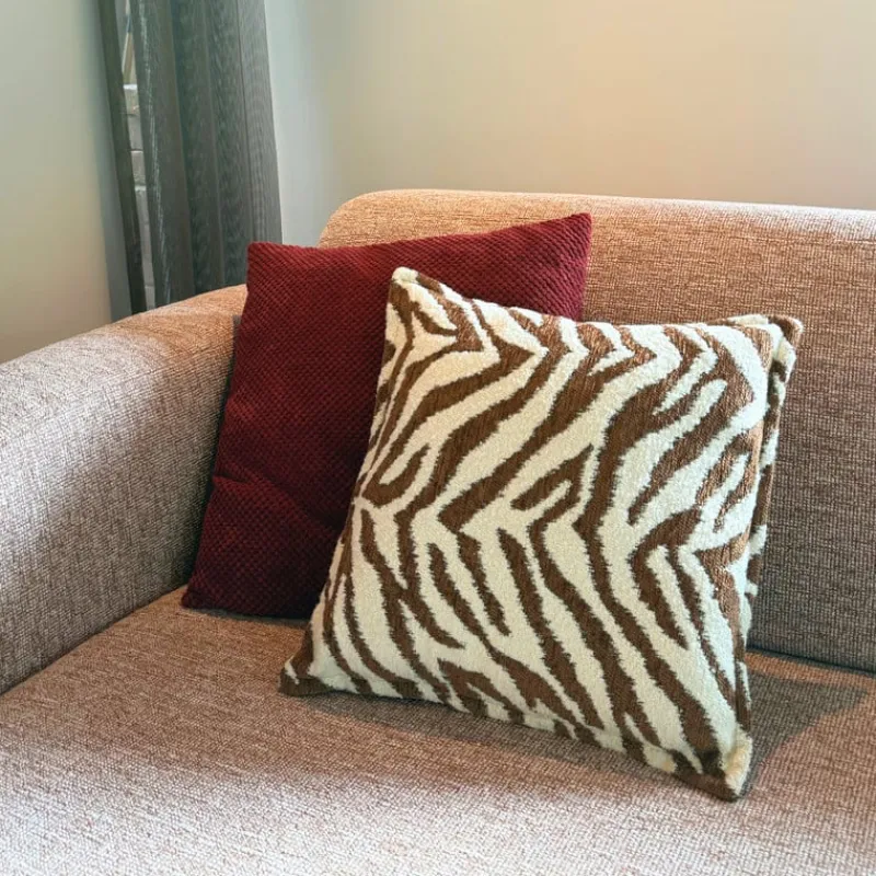 Xenos Kussens-Kussen jacquard zebra - bruin/wit - 45x45 cm