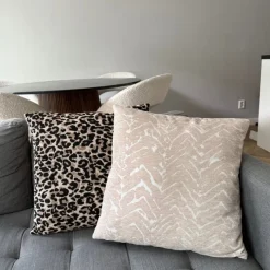 Xenos Kussens-Kussen jacquard zigzag - beige - 45x45 cm