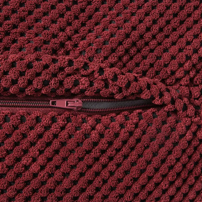 Xenos Kussens-Kussen met blokjes - bordeauxrood - 60x60 cm