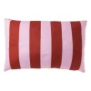Xenos Kerstcadeaus|Kussens-Kussen met strepen - rood/roze - 30x45 cm