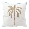 Xenos Kussens-Kussen palmboom - blauw/wit/goud - 45x45 cm