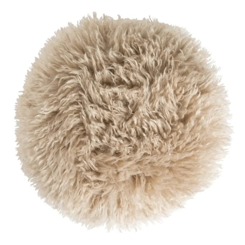 Xenos Kussens-Kussen rond bontlook - beige - ø40 cm