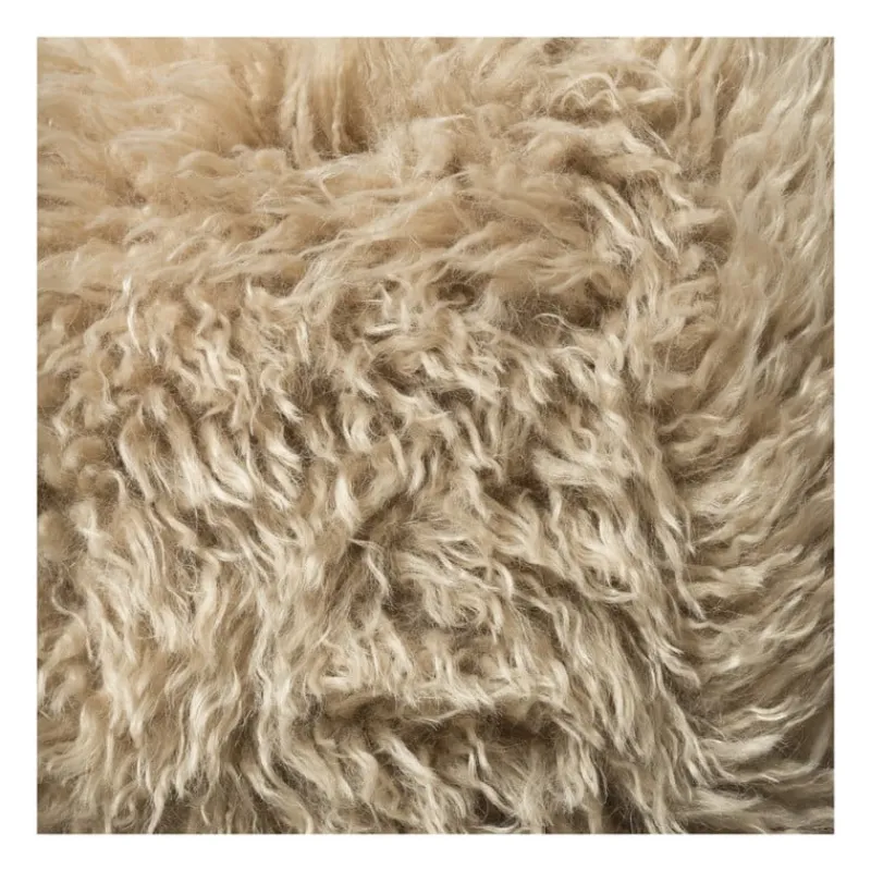 Xenos Kussens-Kussen rond bontlook - beige - ø40 cm