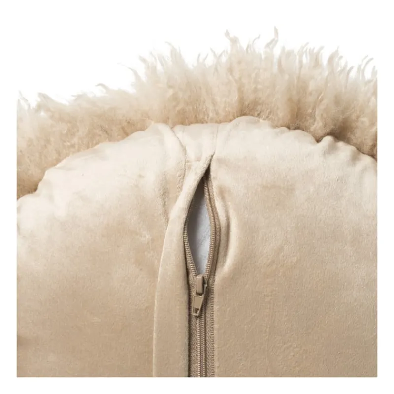 Xenos Kussens-Kussen rond bontlook - beige - ø40 cm