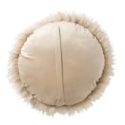 Xenos Kussens-Kussen rond bontlook - beige - ø40 cm