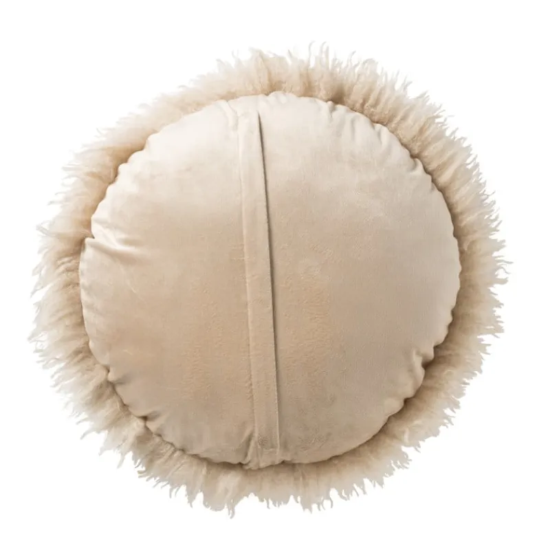 Xenos Kussens-Kussen rond bontlook - beige - ø40 cm