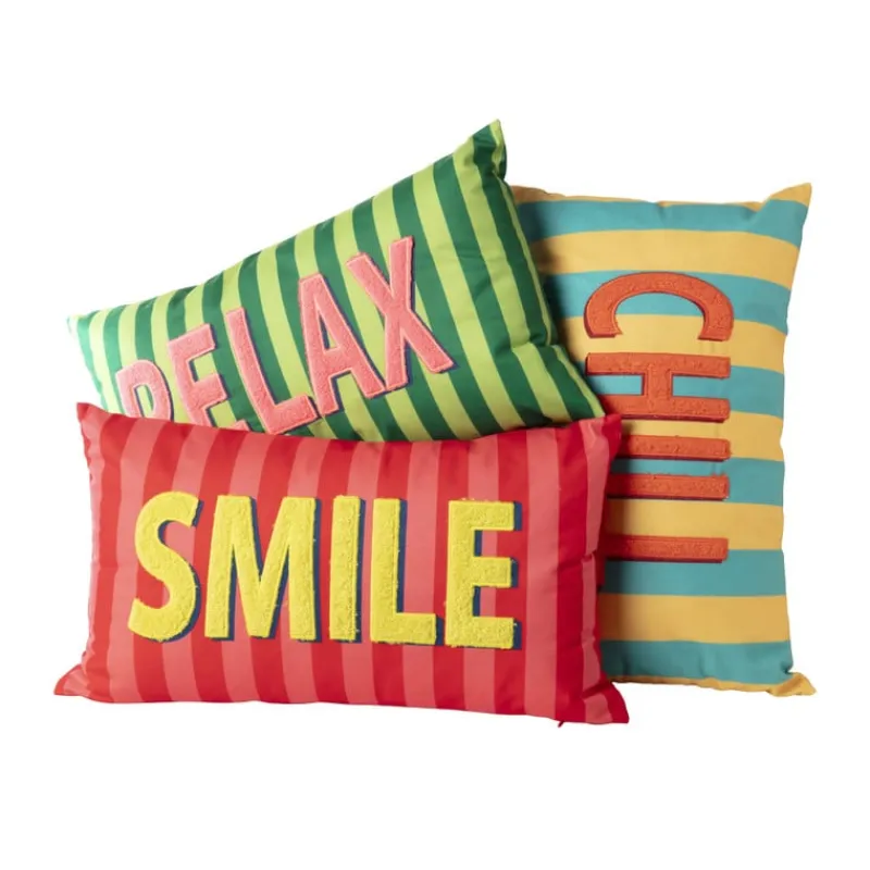 Xenos Kussens-Kussen smile - roze/geel - 30x50 cm
