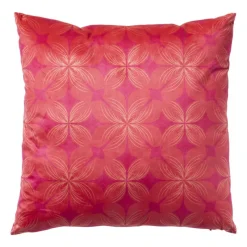Xenos Kussens-Kussen velvet bloem - rood/roze - 45x45 cm