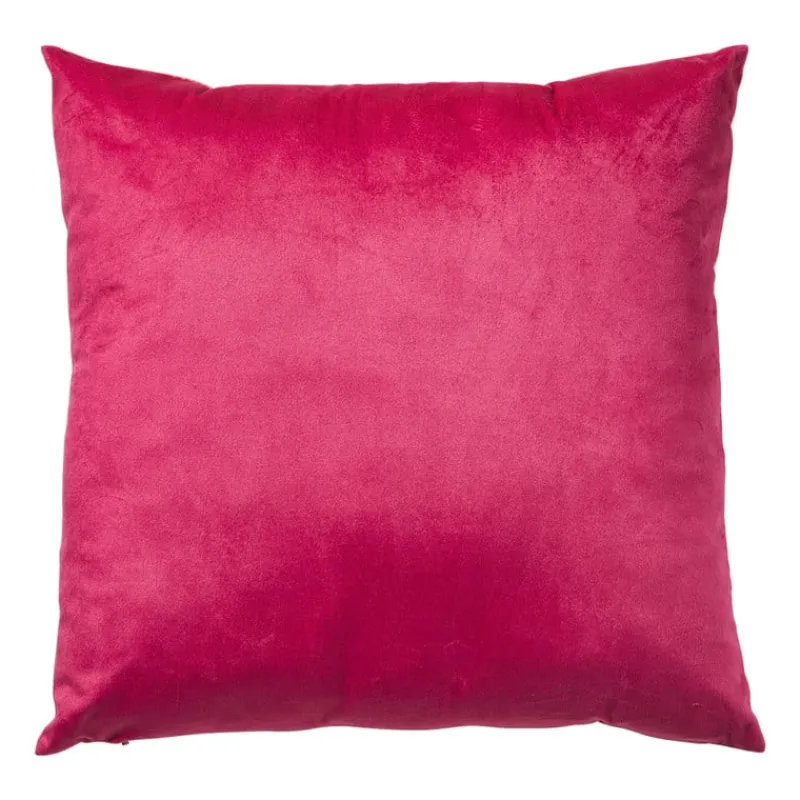Xenos Kussens-Kussen velvet bloem - rood/roze - 45x45 cm