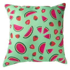 Xenos Kussens-Kussen watermeloen & aardbei - groen/roze - 45x45 cm