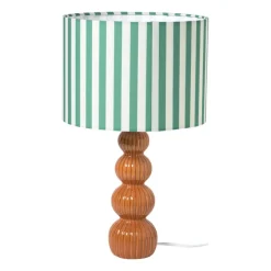 Xenos Lampenkappen-Lampenkap streep - groen/wit - ø24.5x17.5 cm