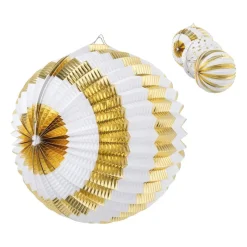 Xenos Lampionnen|Bruiloft-Lampion wit/goud - diverse varianten - ⌀25 cm