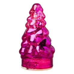 Xenos Kleine Kerstbomen-Lampje kerstboom klein - fuchsia - ø7x12 cm