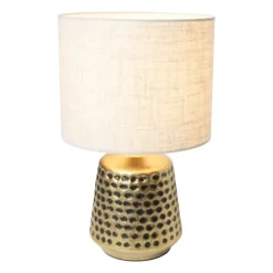 Xenos Lampenvoeten-Lampvoet - gehamerd goud - ø15x24 cm