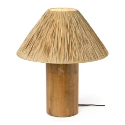 Xenos Lampenvoeten-Lampvoet Pinewood - bruin - ø13.7x32 cm