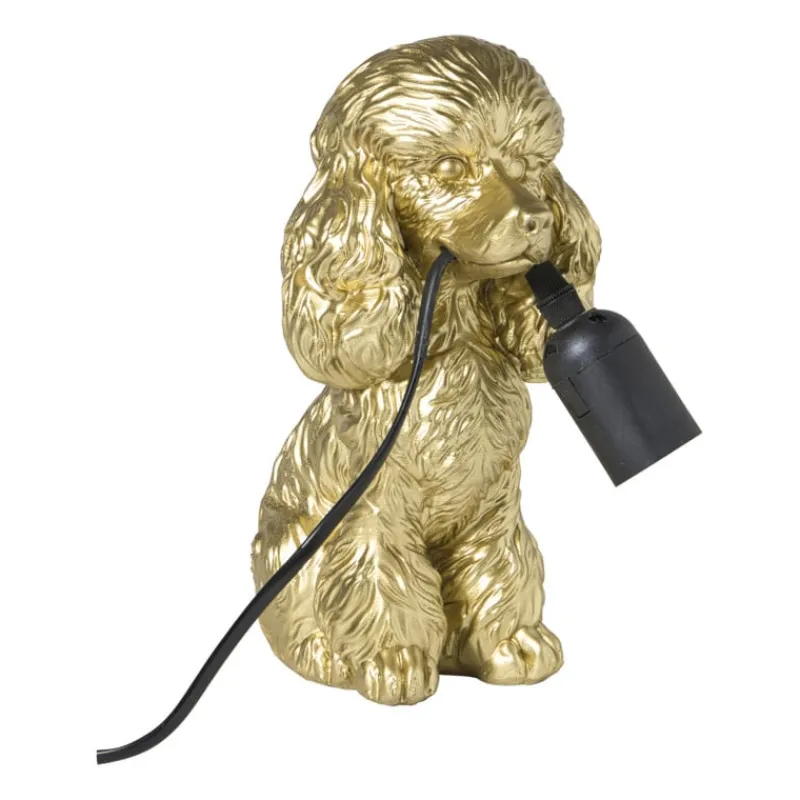Xenos Tafellampen-Lampvoet poedel - goudkleurig - 24.5x20.5x12.5 cm