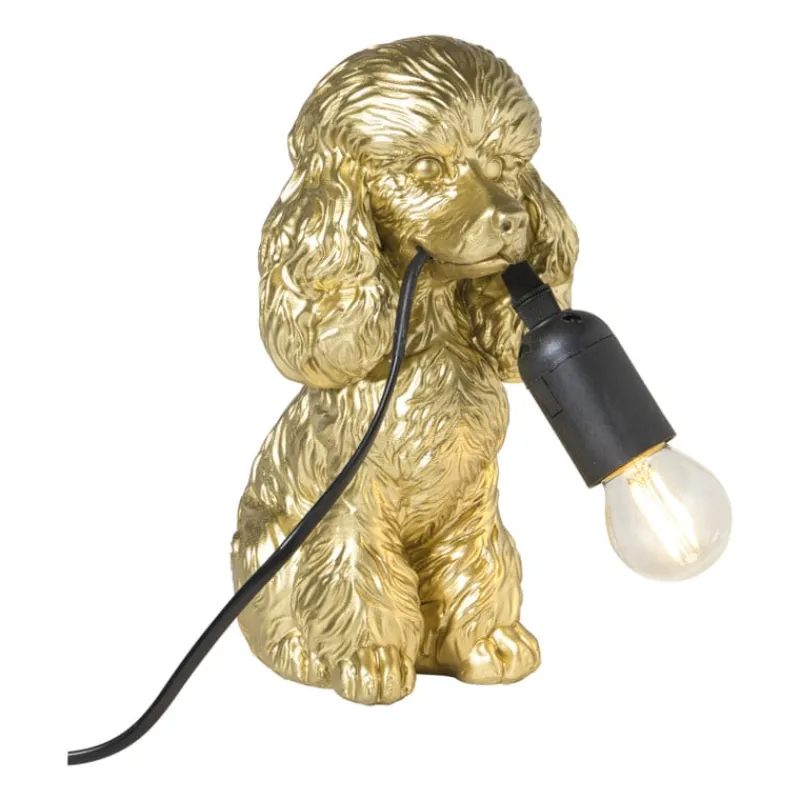 Xenos Tafellampen-Lampvoet poedel - goudkleurig - 24.5x20.5x12.5 cm