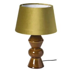 Xenos Lampenvoeten-Lampvoet reactive glaze - bruin - ø9.5x21 cm