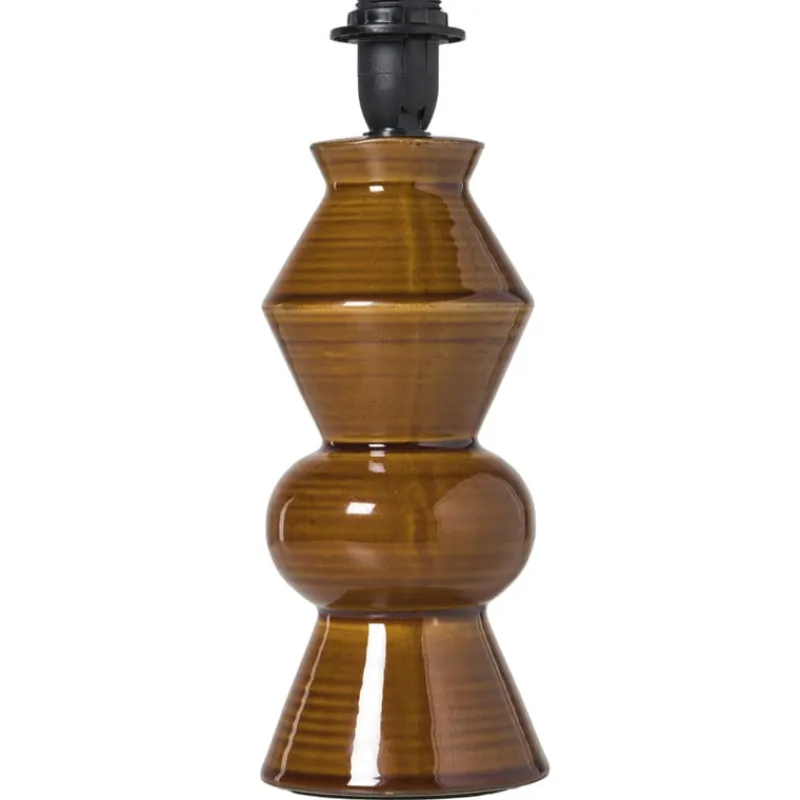 Xenos Lampenvoeten-Lampvoet reactive glaze - bruin - ø9.5x21 cm