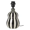Xenos Lampenvoeten-Lampvoet streepjes - zwart/wit - ø13.7x20 cm