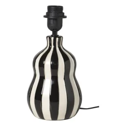 Xenos Lampenvoeten-Lampvoet streepjes - zwart/wit - ø13.7x20 cm