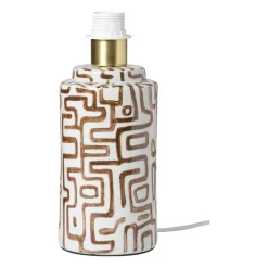 Xenos Lampenvoeten-Lampvoet zigzag - beige/bruin - ø22x30.5 cm