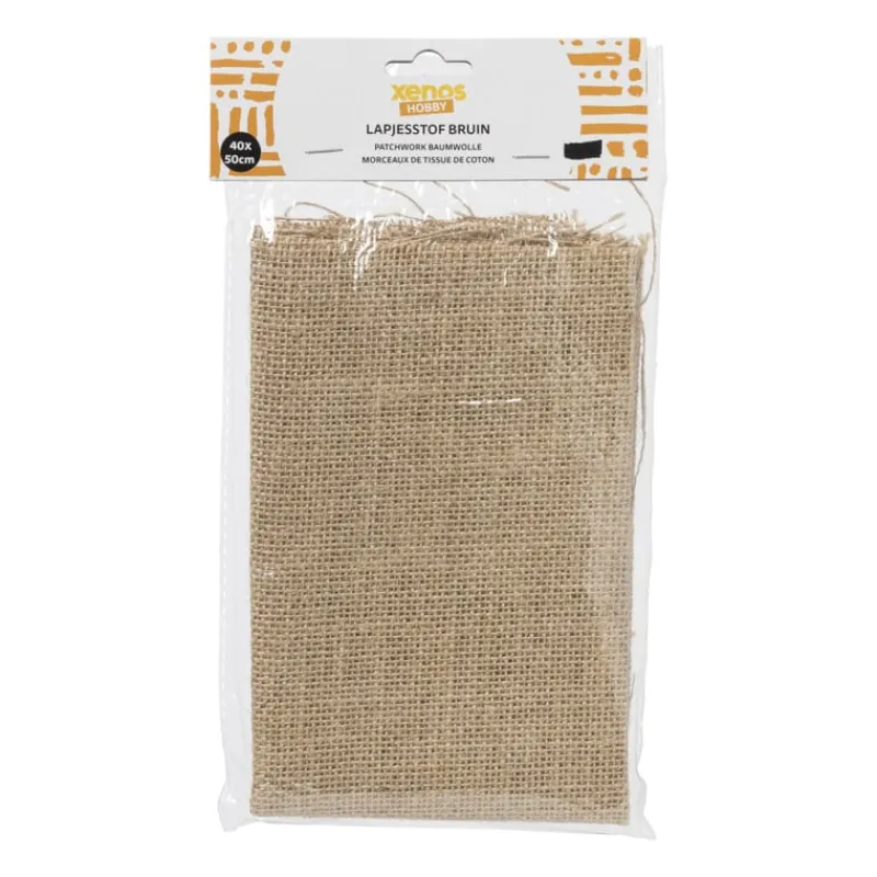 Xenos Knutselspullen-Lapjesstof jute - bruin - 50x40 cm