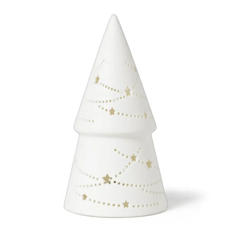 Xenos Kerstverlichting|Kleine Kerstbomen-LED boom - wit - ø9.2x17.2 cm