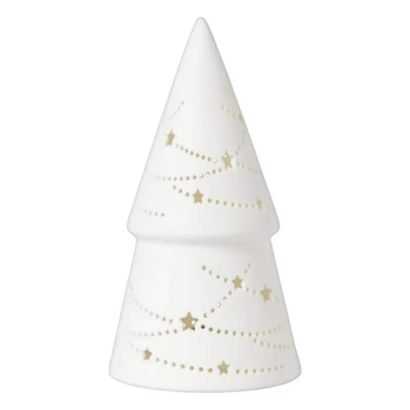 Xenos Kerstverlichting|Kleine Kerstbomen-LED boom - wit - ø9.2x17.2 cm