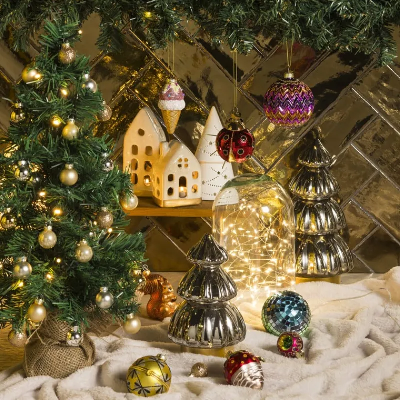 Xenos Kerstverlichting|Kleine Kerstbomen-LED boom - wit - ø9.2x17.2 cm