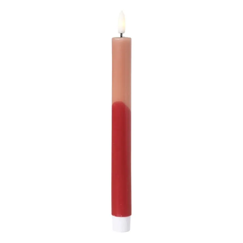 Xenos Led Kaarsen-LED dinerkaars duo - roze/rood - ø2.2x24.5 cm