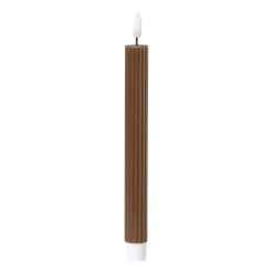 Xenos Led Kaarsen-LED dinerkaars rib - bruin - ø2.2x24.5 cm
