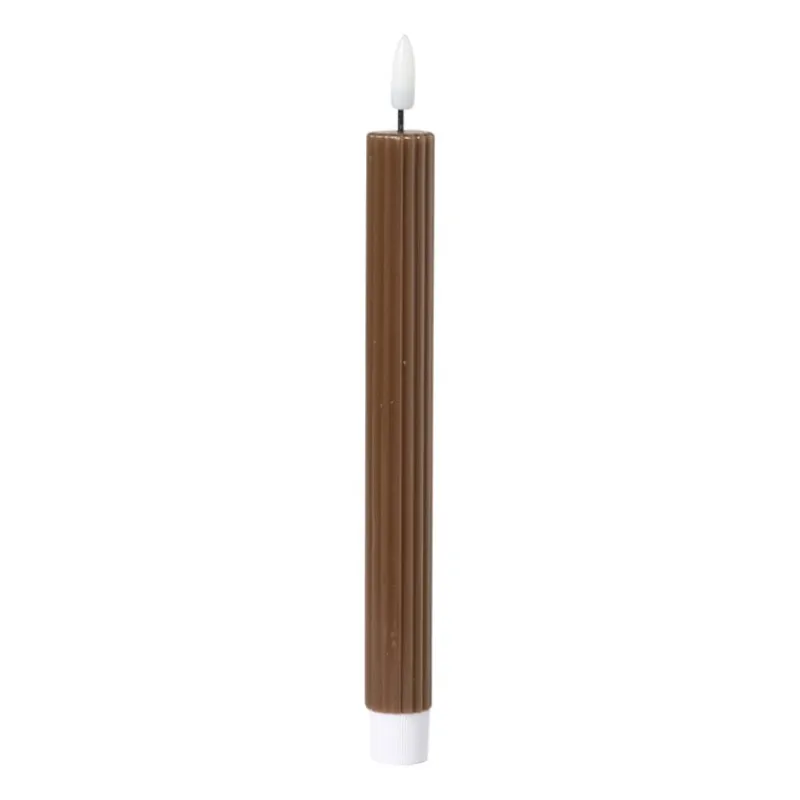Xenos Led Kaarsen-LED dinerkaars rib - bruin - ø2.2x24.5 cm