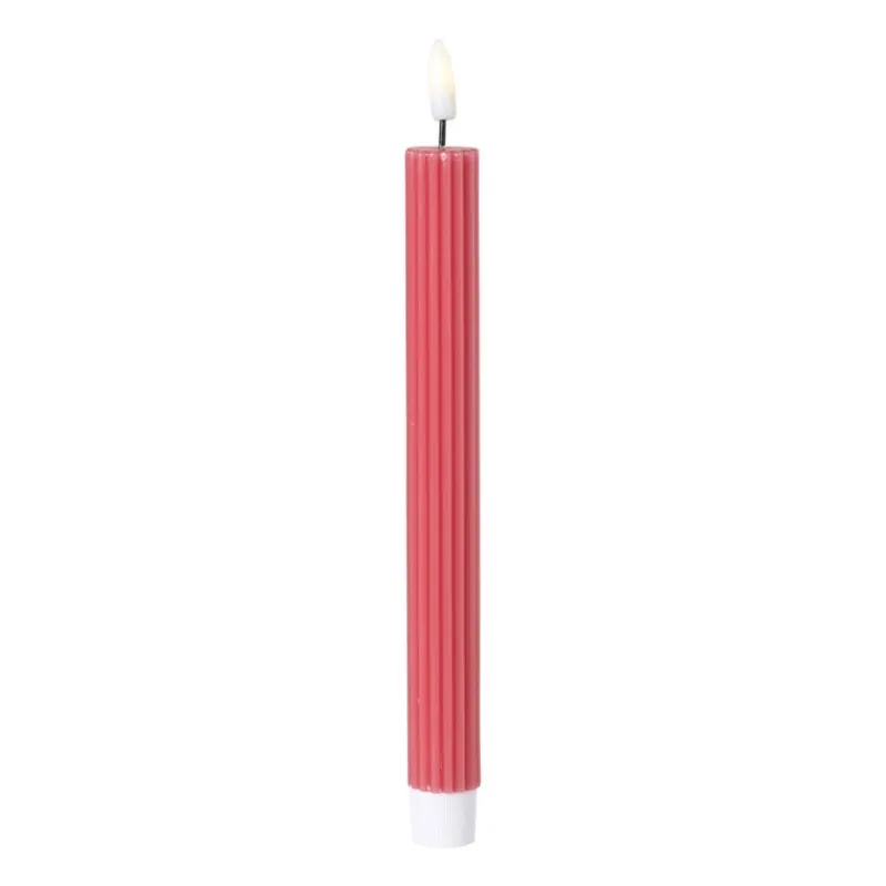 Xenos Led Kaarsen-LED dinerkaars rib - roze - ø2.2x24.5 cm