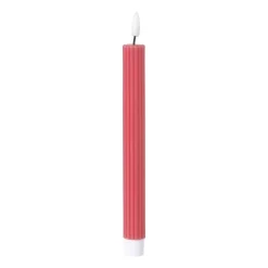 Xenos Led Kaarsen-LED dinerkaars rib - roze - ø2.2x24.5 cm