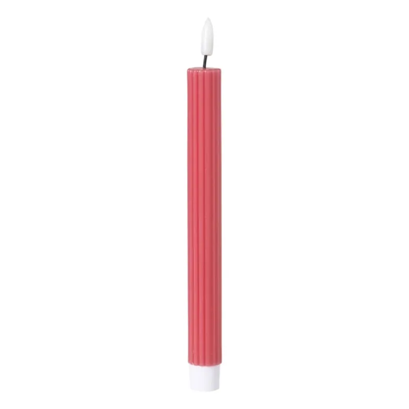 Xenos Led Kaarsen-LED dinerkaars rib - roze - ø2.2x24.5 cm