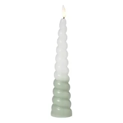 Xenos Led Kaarsen-LED dinerkaars swirl - groen - ø5x20 cm