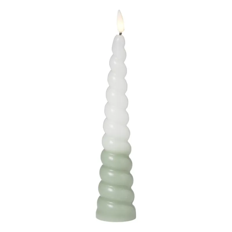 Xenos Led Kaarsen-LED dinerkaars swirl - groen - ø5x20 cm