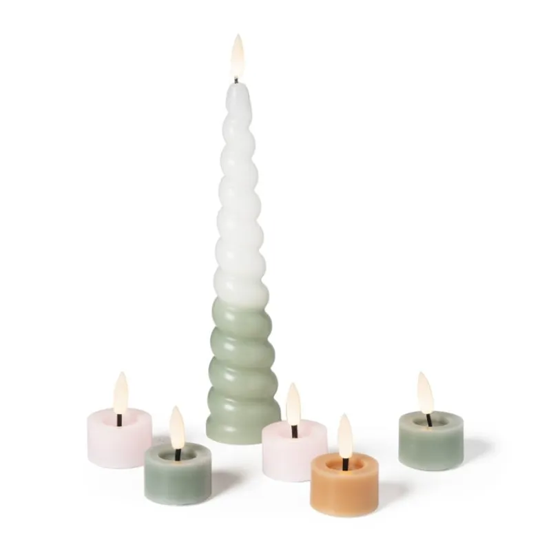 Xenos Led Kaarsen-LED dinerkaars swirl - groen - ø5x20 cm