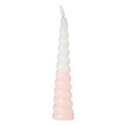 Xenos Led Kaarsen-LED dinerkaars swirl - roze - ø5x20 cm