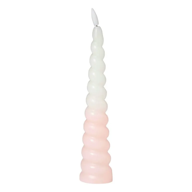Xenos Led Kaarsen-LED dinerkaars swirl - roze - ø5x20 cm